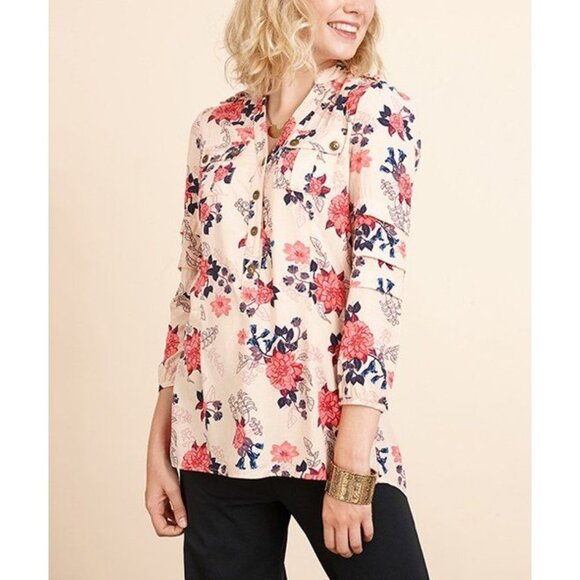 Matilda Jane Peach Floral Ruffle Livery Millie Top Size Small - Picture 1 of 11